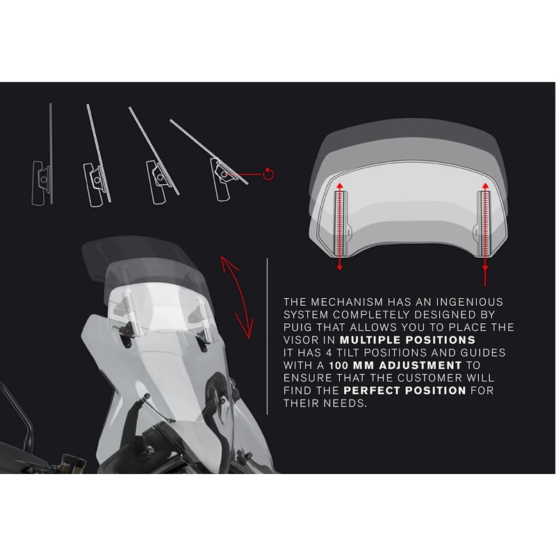 Multiadjustable visor PUIG 2.0 clip-on smoke