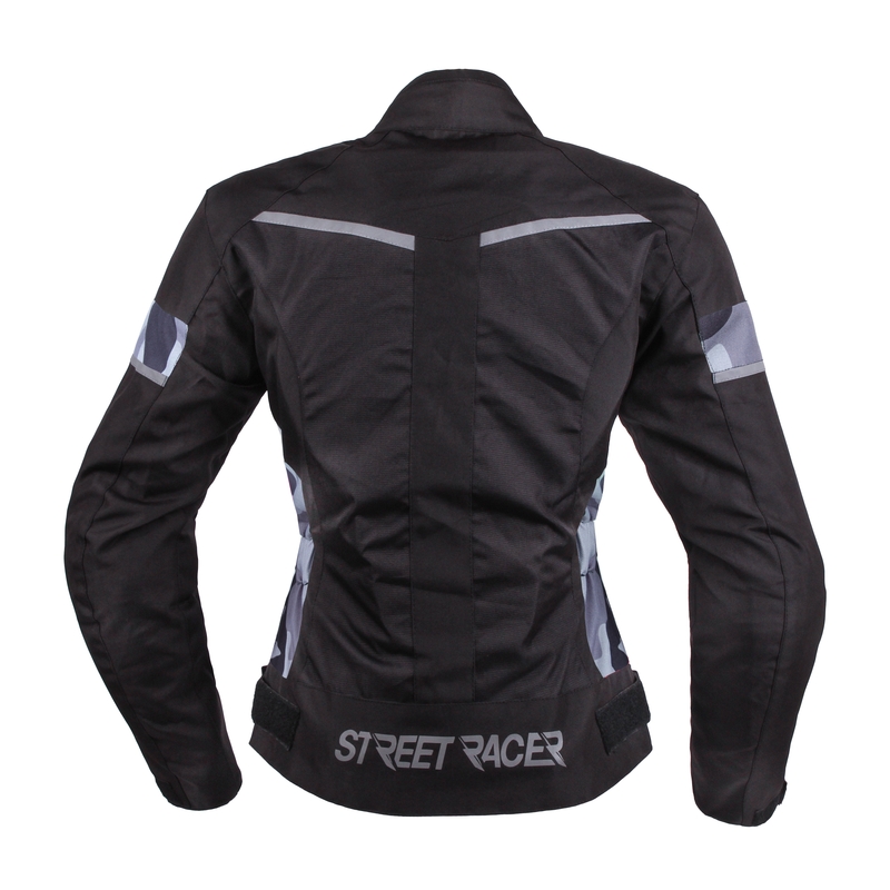 Geacă moto pentru femei Street Racer Betty negru-alb-gri