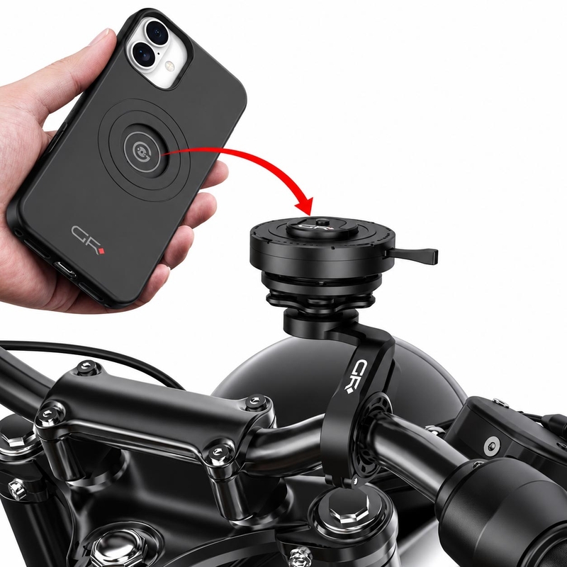 Suport telefon curbat pentru ghidonul motocicletei GRxplore MT10, negru