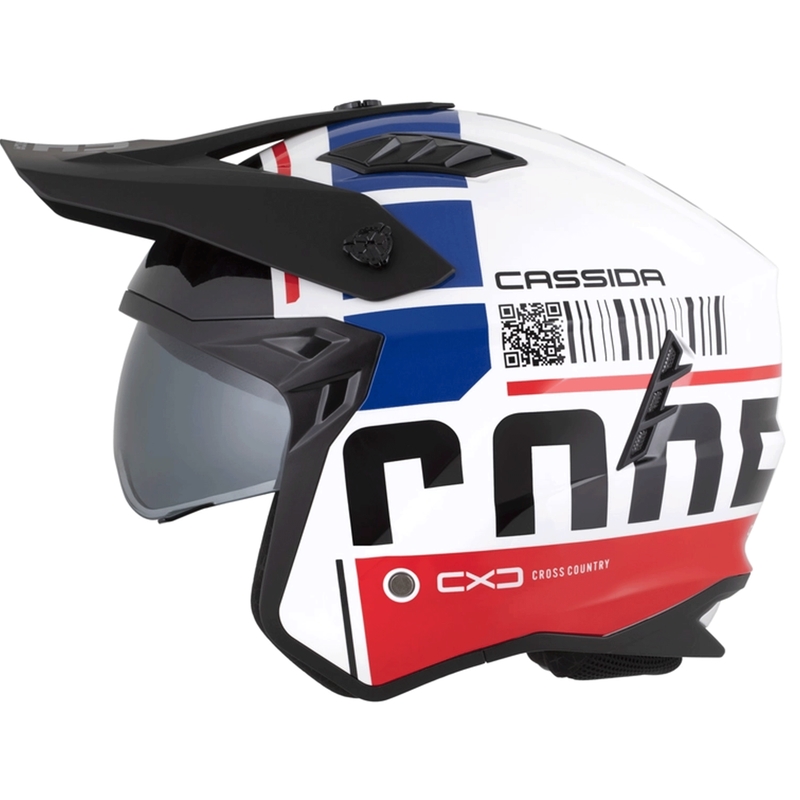 Cască modulară de motocicletă Cassida Cross Country Code alb-roșu-albastru-negru