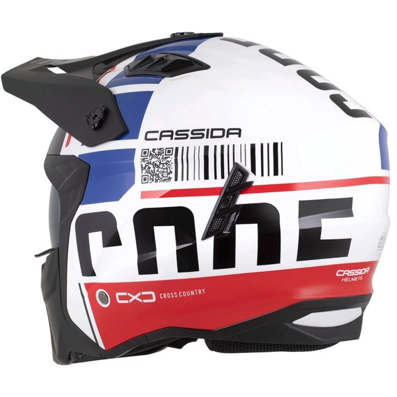 Cască modulară de motocicletă Cassida Cross Country Code alb-roșu-albastru-negru