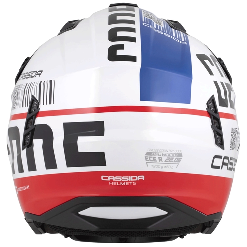 Cască modulară de motocicletă Cassida Cross Country Code alb-roșu-albastru-negru