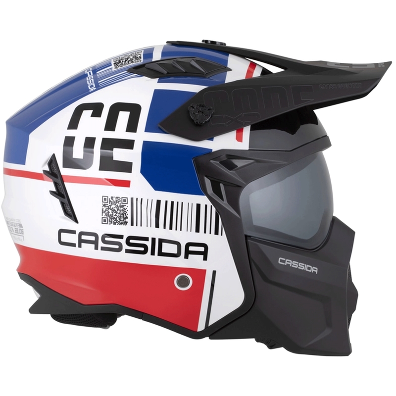 Cască modulară de motocicletă Cassida Cross Country Code alb-roșu-albastru-negru
