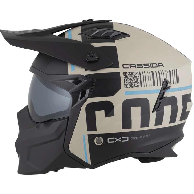 Cască modulară pentru motocicletă Cross Country Code nisip mat-negru-albastru deschis