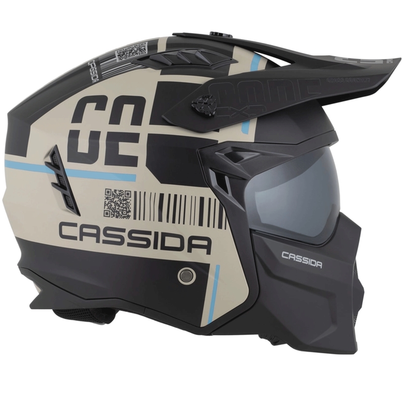 Cască modulară pentru motocicletă Cross Country Code nisip mat-negru-albastru deschis