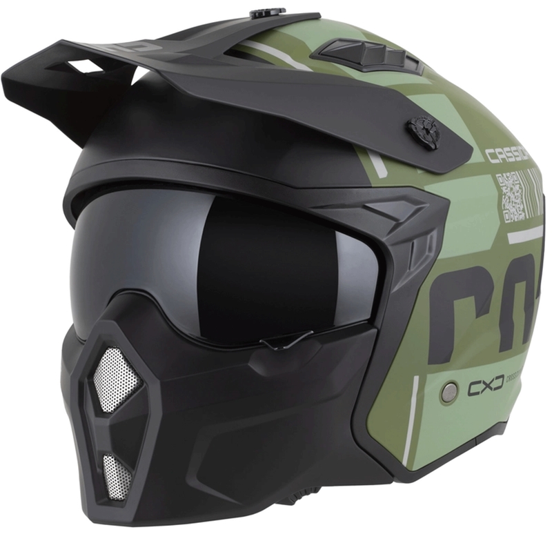 Cască modulară pentru motocicletă Cassida Cross Country Code verde-gri-negru mat