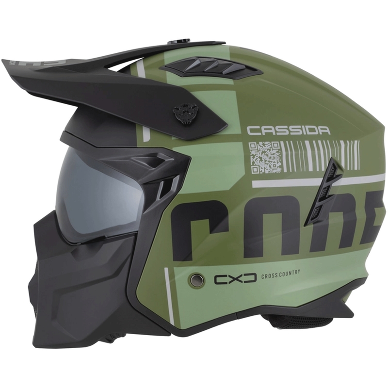 Cască modulară pentru motocicletă Cassida Cross Country Code verde-gri-negru mat
