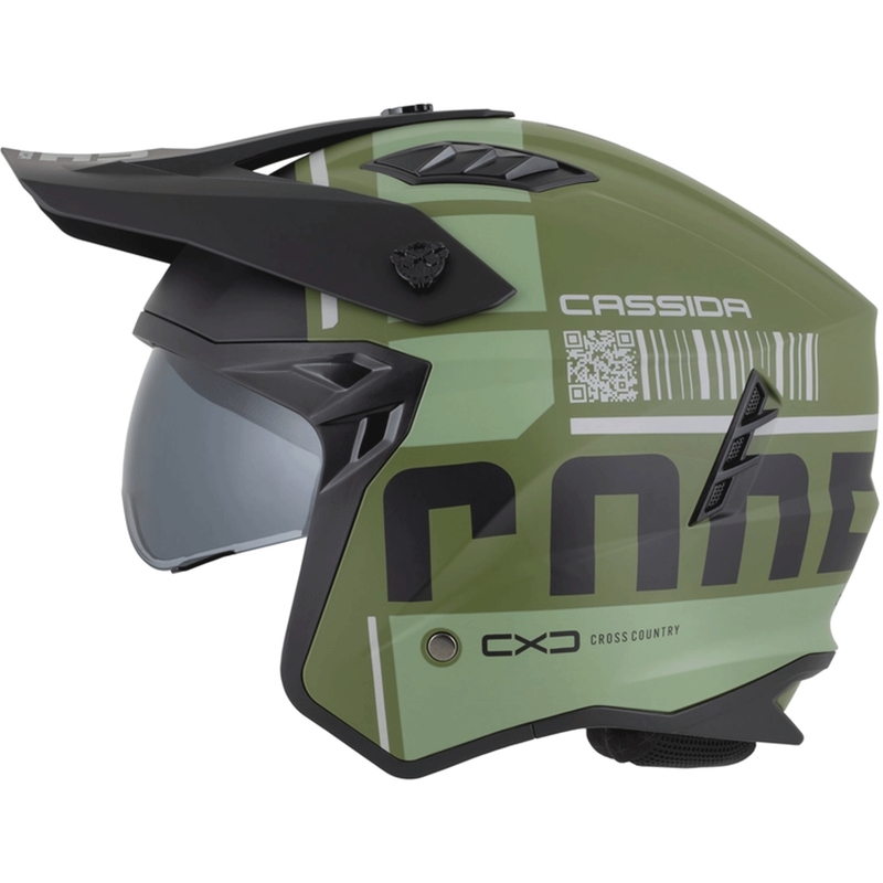 Cască modulară pentru motocicletă Cassida Cross Country Code verde-gri-negru mat