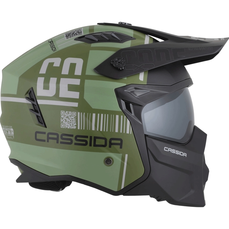 Cască modulară pentru motocicletă Cassida Cross Country Code verde-gri-negru mat