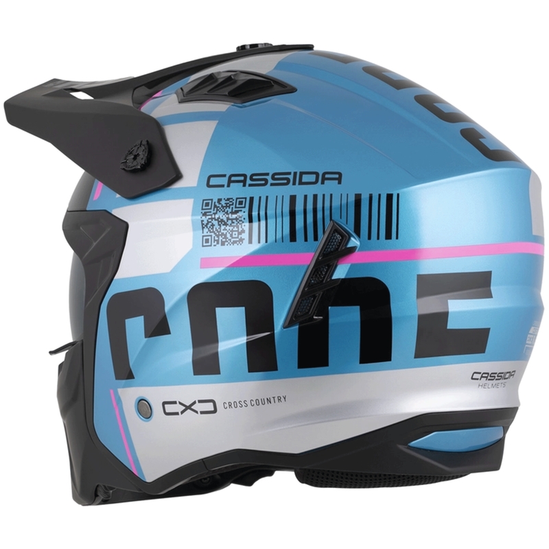 Cască modulară de motocicletă Cassida Cross Country Code albastru perlat-argintiu-roz-negru