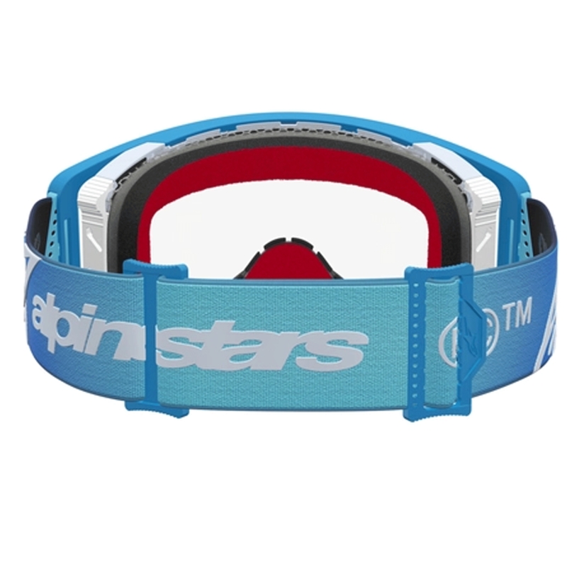 Ochelari motocross Alpinestars Supertech Dura Air Fluid albastru-argintiu cu plexiglas transparent