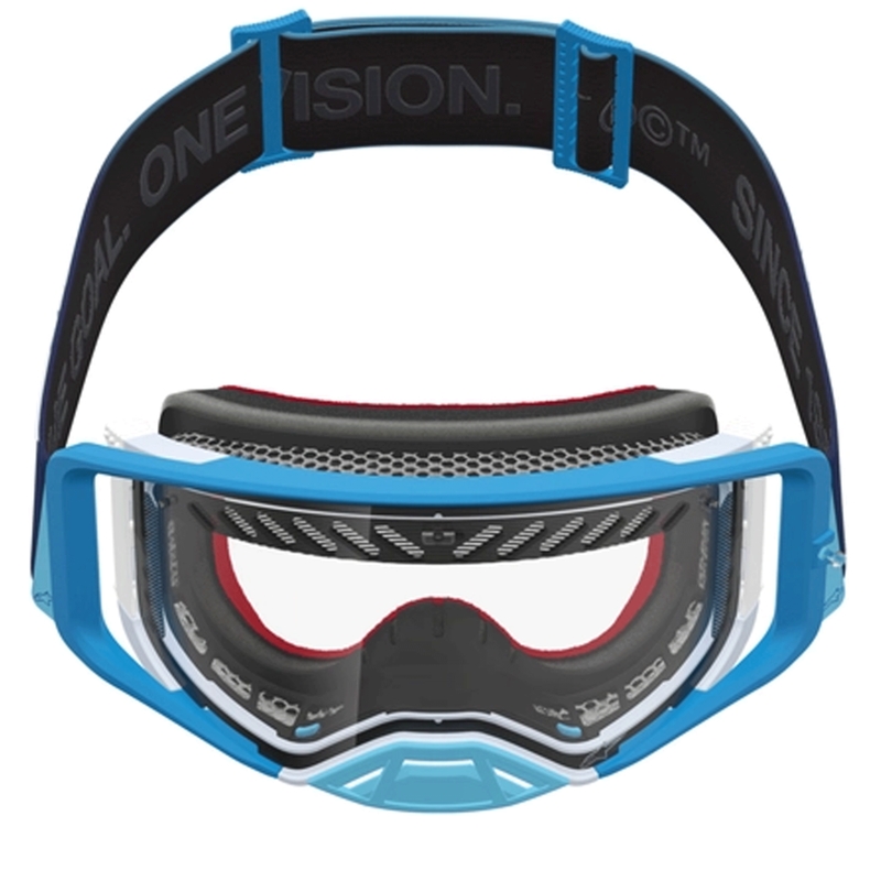 Ochelari motocross Alpinestars Supertech Dura Air Fluid albastru-argintiu cu plexiglas transparent
