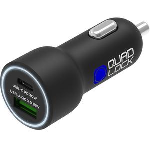 Încărcător auto Quad Lock® 48W USB-C PD + USB-A QC 3.0, negru