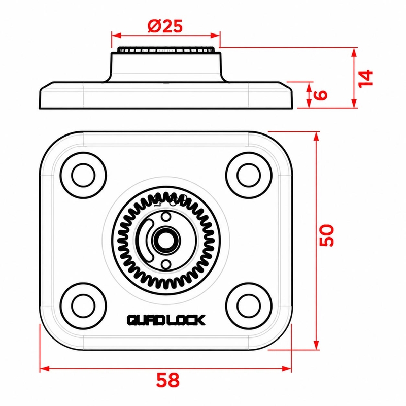 Bază plată Quad Lock® 360, neagră