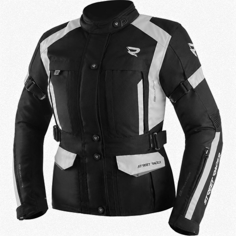 Geacă de motocicletă pentru femei Street Racer Hilax negru-gri deschis