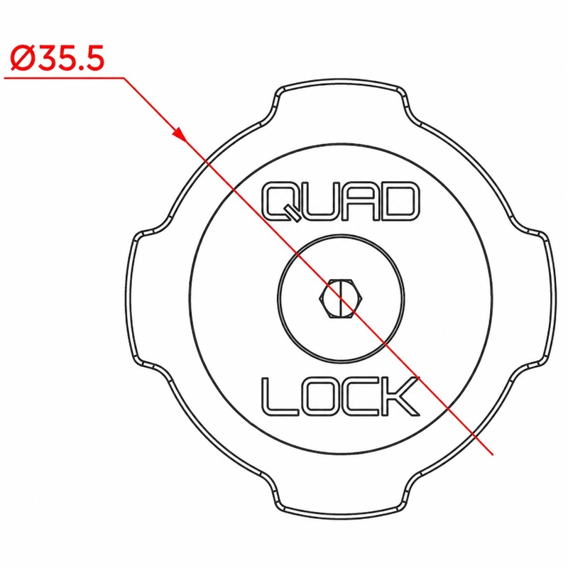 Adaptoare Quad Lock® Car - Capac superior cu bilă, negru