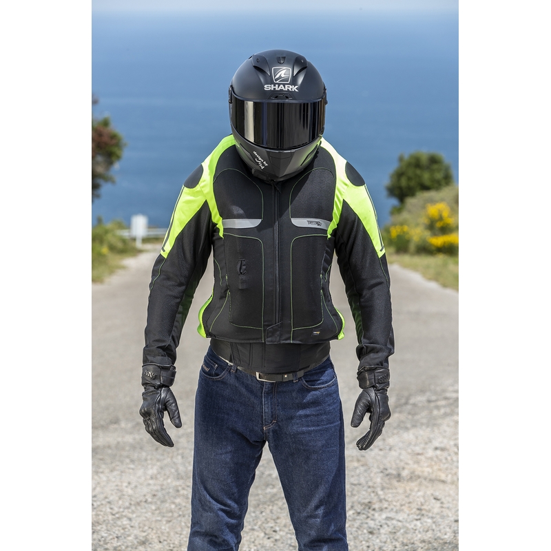 Jachetă cu airbag HELITE Vented negru-galben-fluo