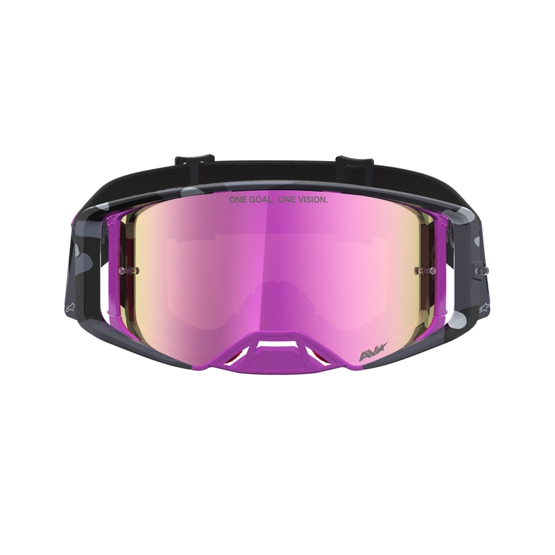 Ochelari motocross Alpinestars Supertech Lone violet camo cu plexiglas roz oglindă
