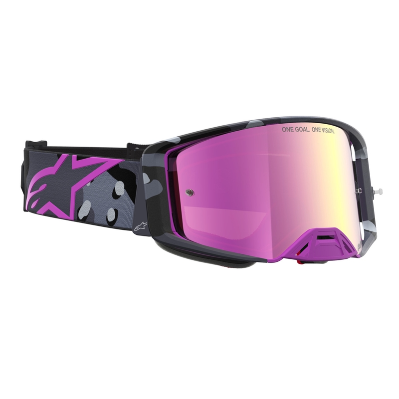 Ochelari motocross Alpinestars Supertech Lone violet camo cu plexiglas roz oglindă