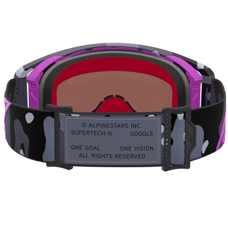 Ochelari motocross Alpinestars Supertech Lone violet camo cu plexiglas roz oglindă