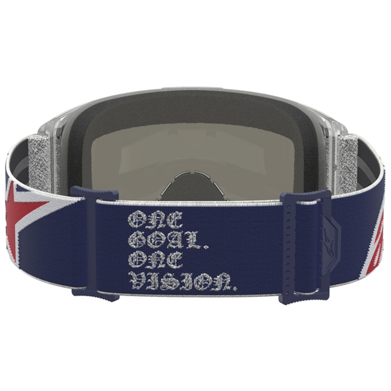 Ochelari de motocross Alpinestars Vision 5 Fiftyfold albastru-roșu-alb cu lentilă roșie oglindită