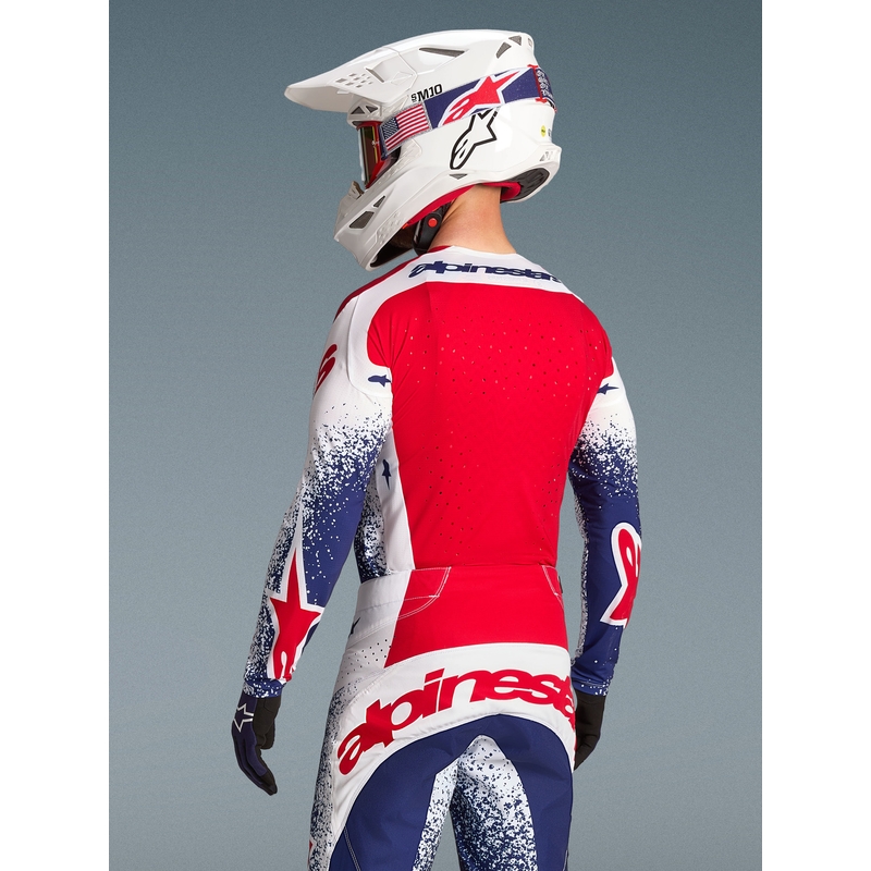Tricou motocross Alpinestars Techstar Unity ediție limitată roșu-alb-albastru