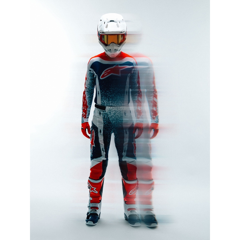 Tricou motocross Alpinestars Techstar Unity ediție limitată roșu-alb-albastru