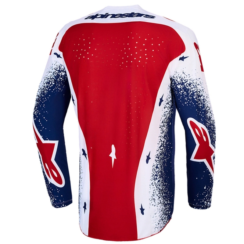 Tricou motocross Alpinestars Techstar Unity ediție limitată roșu-alb-albastru