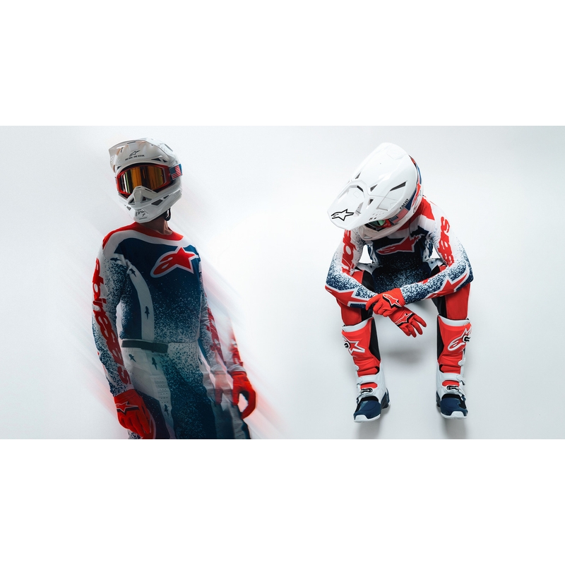 Pantaloni motocross Alpinestars Techstar Limited Edition Unity roșu-alb-albastru