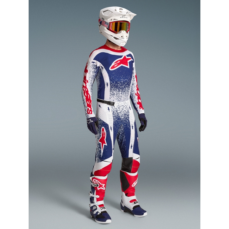 Pantaloni motocross Alpinestars Techstar Limited Edition Unity roșu-alb-albastru