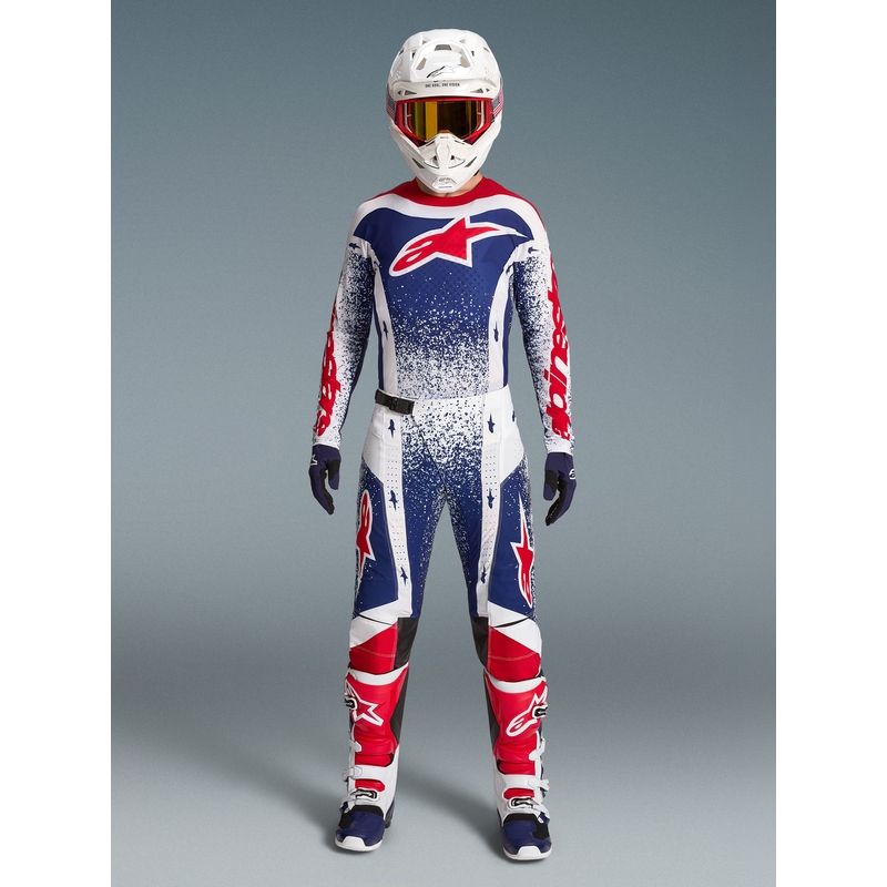Pantaloni motocross Alpinestars Techstar Limited Edition Unity roșu-alb-albastru