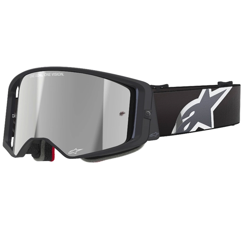 Ochelari de motocross Alpinestars Supertech Corp negru-gri cu lentile argintii