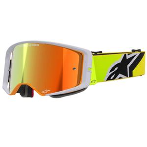 Ochelari de motocross Alpinestars Supertech Corp galben-gri fluo cu lentila rosie oglinda