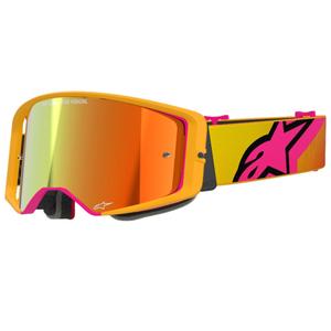 Ochelari de motocross Alpinestars Supertech Corp galben-roz cu lentile roșii în oglindă