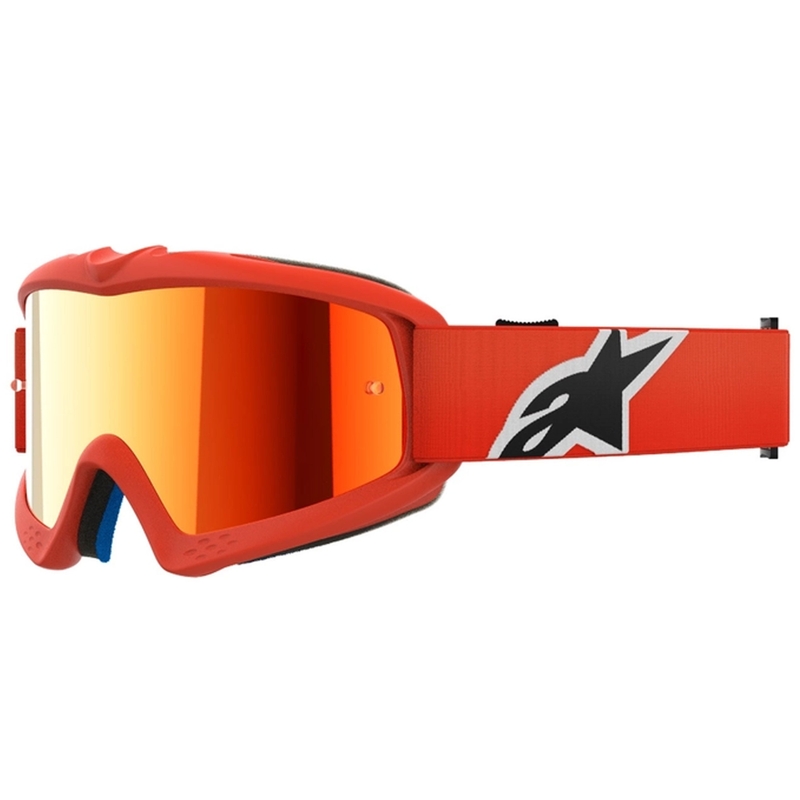 Ochelari de motocross pentru copii Alpinestars Vision Youth Corp portocaliu cu lentile roșii în oglindă