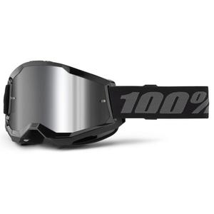 Ochelari de motocros 100% STRATA 2 Nou negru (plexi argintiu)