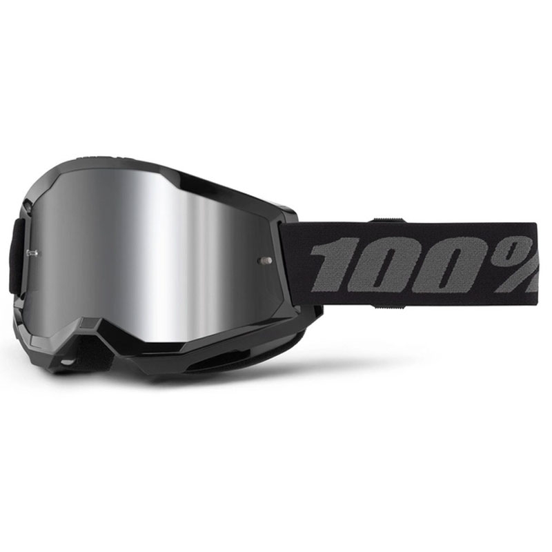 Ochelari de motocros 100% STRATA 2 Nou negru (plexi argintiu)