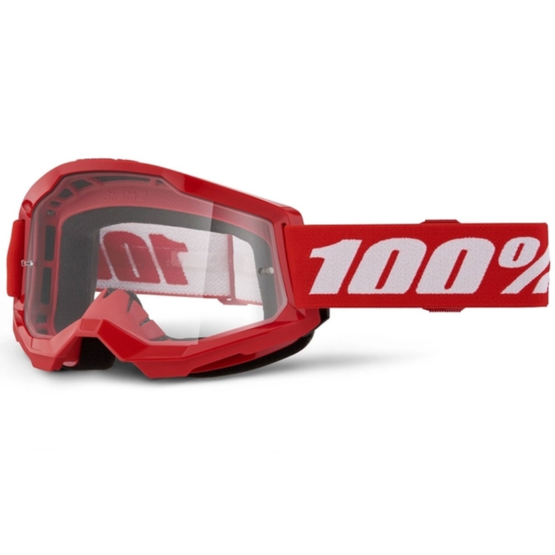 Ochelari de motocross 100% STRATA 2 New Red (plexiglas transparent)
