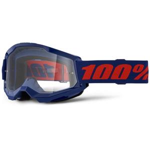 Ochelari de motocros 100% STRATA 2 Nou albastru închis (plexi transparent)