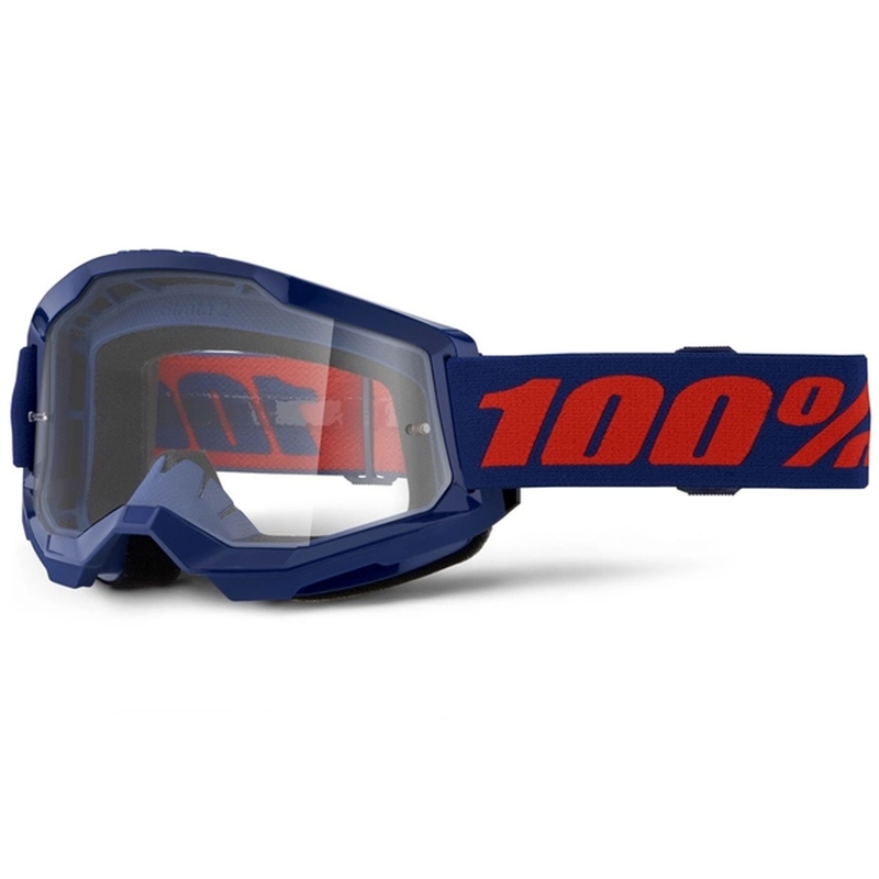 Ochelari de motocros 100% STRATA 2 Nou albastru închis (plexi transparent)