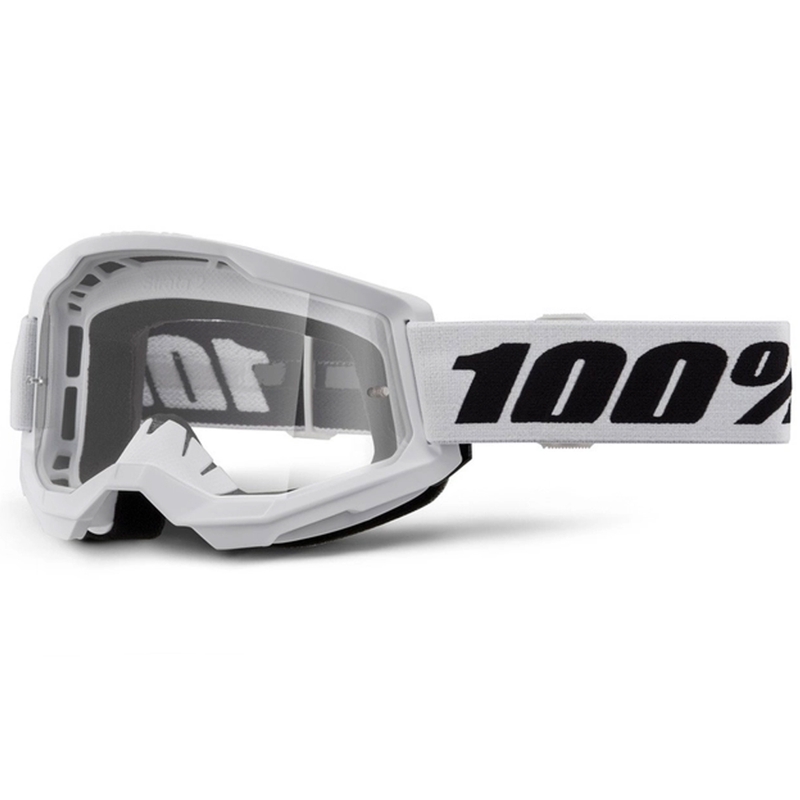Ochelari de motocros 100% STRATA 2 New white (plexi transparent)