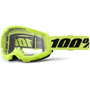 Ochelari de motocros 100% STRATA 2 Nou galben fluo (plexi transparent)