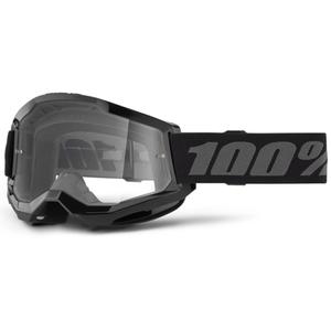 Ochelari de motocros 100% STRATA 2 Nou negru (plexi transparent)