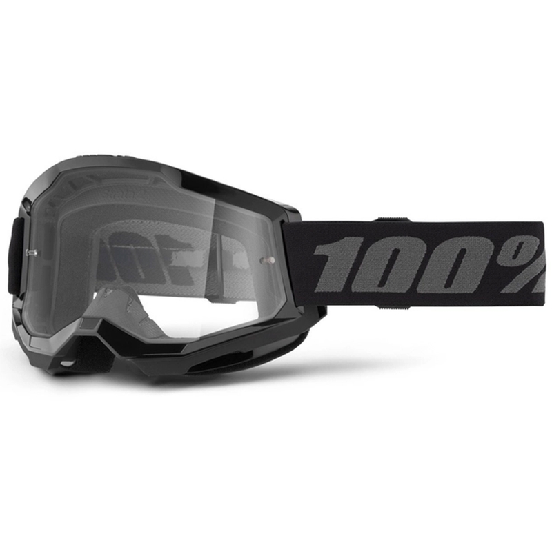 Ochelari de motocros 100% STRATA 2 Nou negru (plexi transparent)