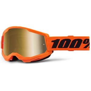 Ochelari de motocros 100% STRATA 2 New orange (plexi auriu)