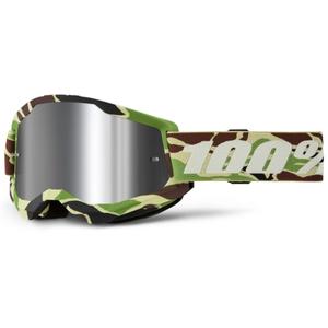 Ochelari de motocros 100% STRATA 2 New War Camo verde (plexi argintiu)