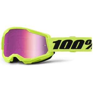 Ochelari de motocros 100% STRATA 2 New fluo yellow (plexi roz)