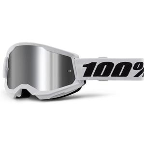 Ochelari de motocros 100% STRATA 2 Nou alb (plexi argintiu)