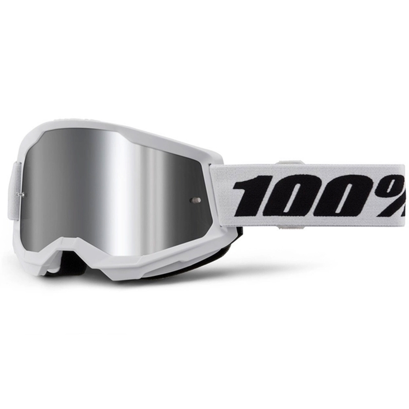 Ochelari de motocros 100% STRATA 2 Nou alb (plexi argintiu)