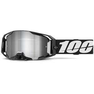 Ochelari de protecție de motocross 100% negru ARmatic cu plexiglas argintiu oglindă